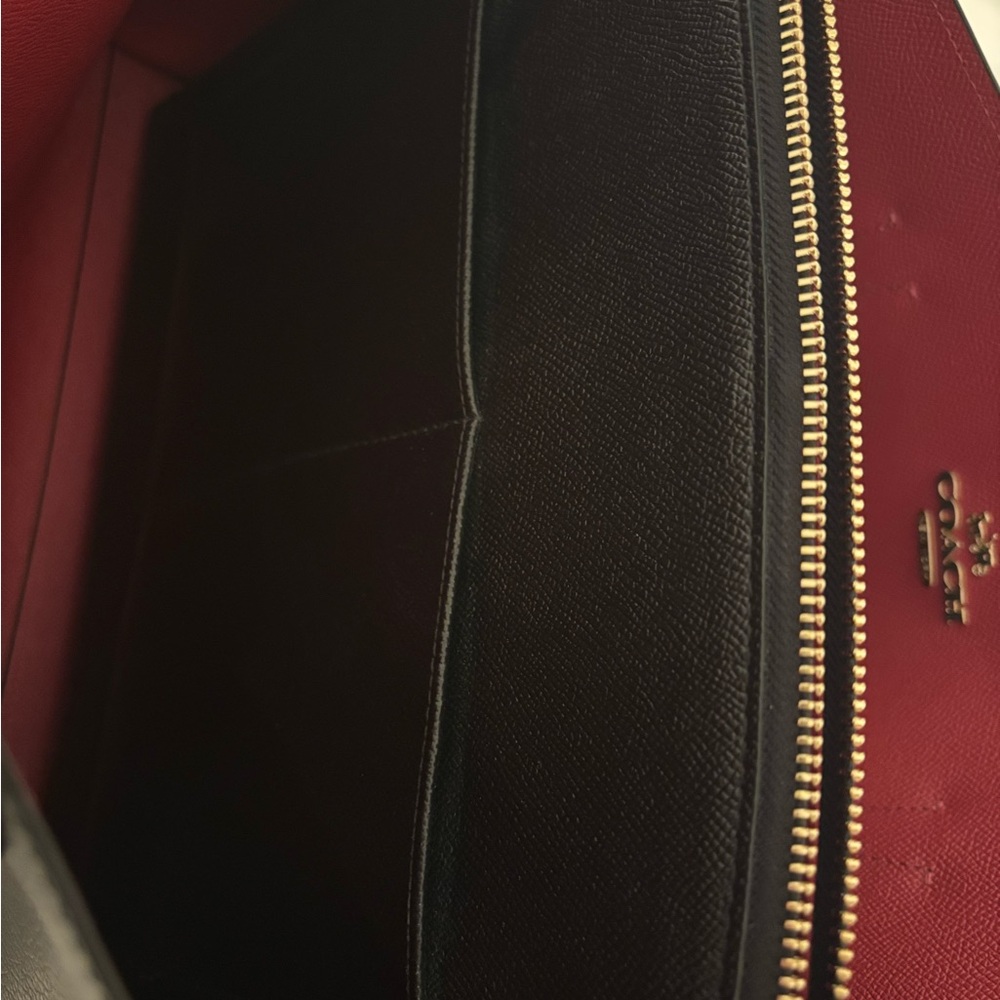 Coach Tatum Black Structured Leather Tote Carry all with Gold Accents - Picture 10 of 15